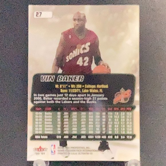 2000 Fleer Ultra Vin Baker Basketball Card!! - Picture 2 of 2